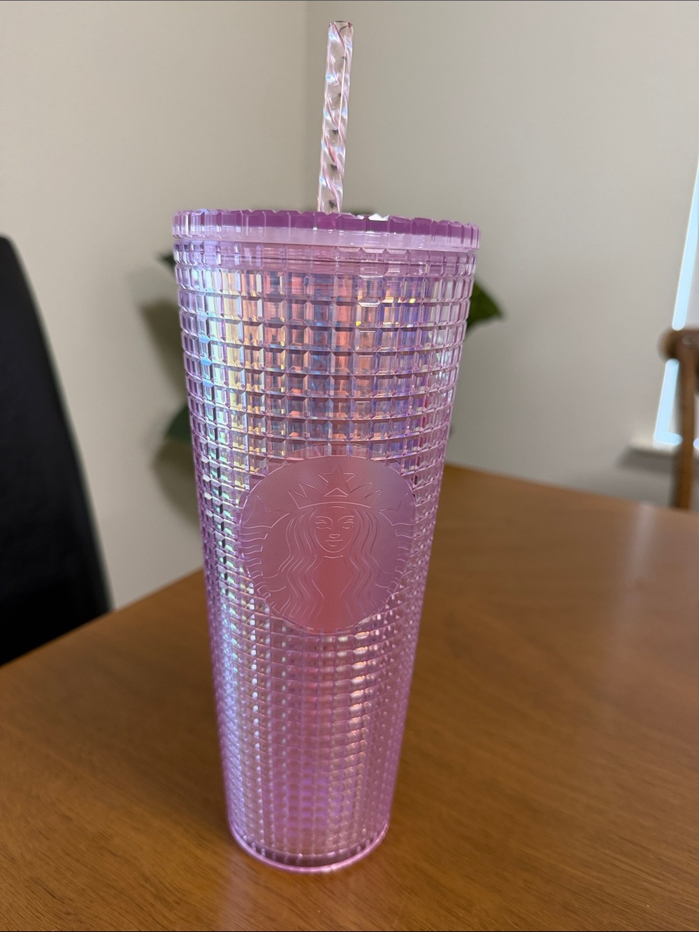 Starbucks Iridescent Lavender Pink Studded Tumbler with Twisted Straw